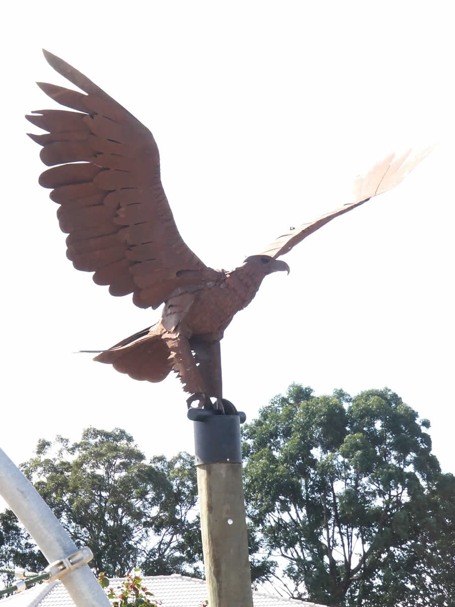 corten steel, 5.5m wing span, commissioned by Villawood Properties for Alma Park Estate, QLD